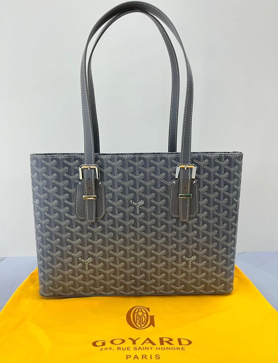 Goyard Navy Blue Goyardine Canvas Tote Bag with Adjustable Straps & Zipper