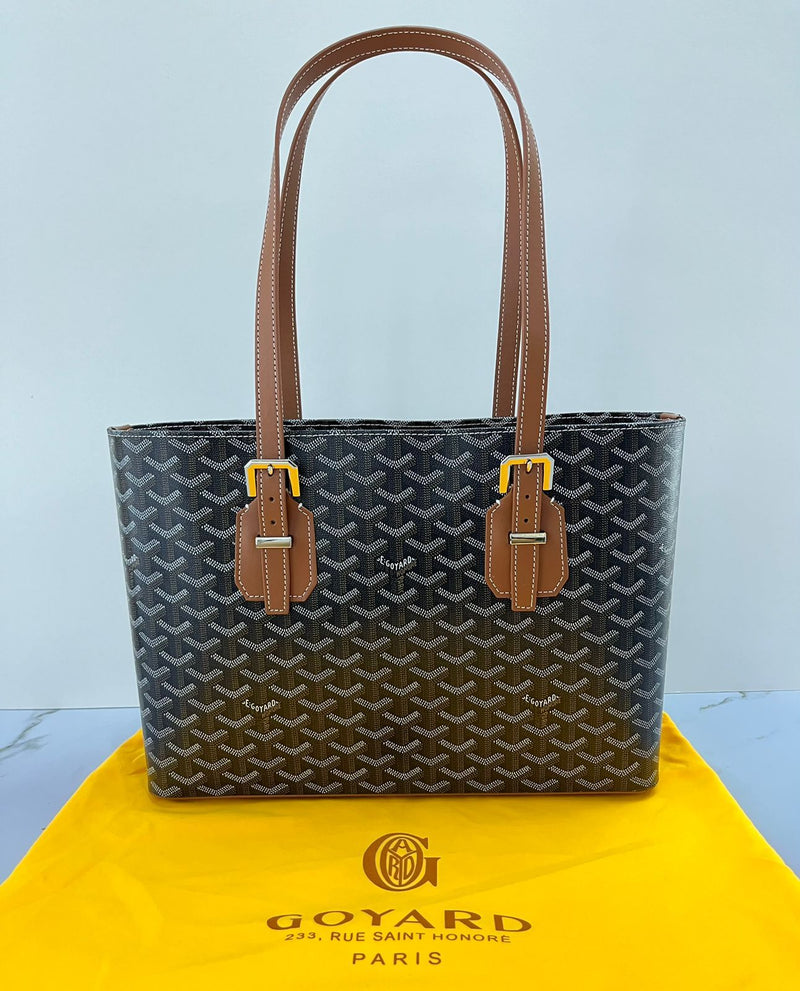Goyard Navy Blue Goyardine Canvas Tote Bag with Adjustable Straps & Zipper