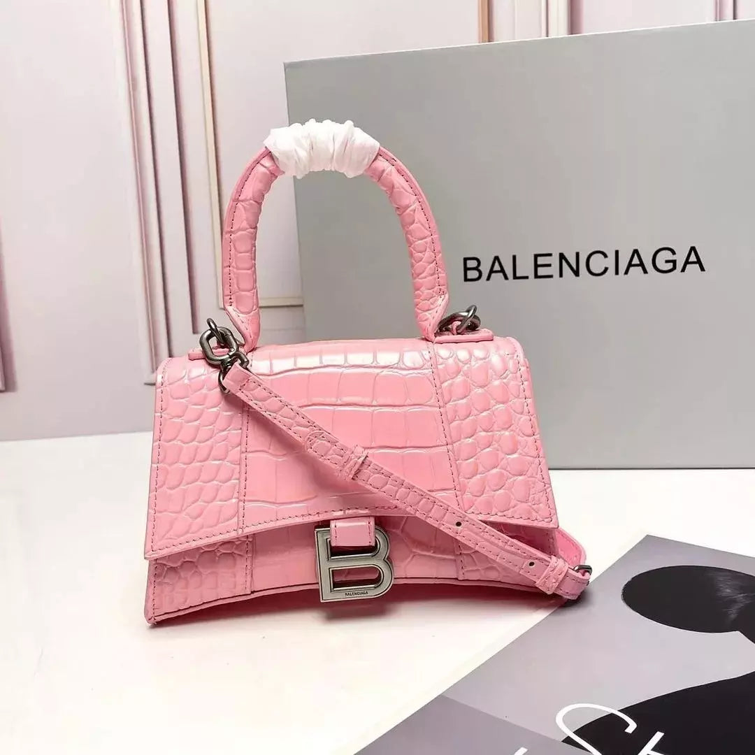 Balenciaga White Croc-Embossed Handbag with Gold