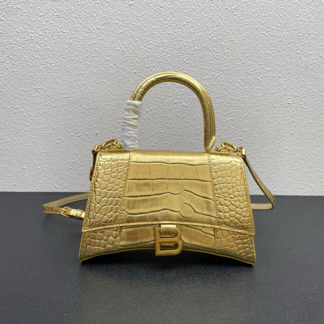 Balenciaga White Croc-Embossed Handbag with Gold