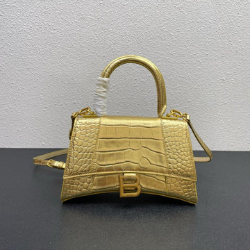 Balenciaga White Croc-Embossed Handbag with Gold