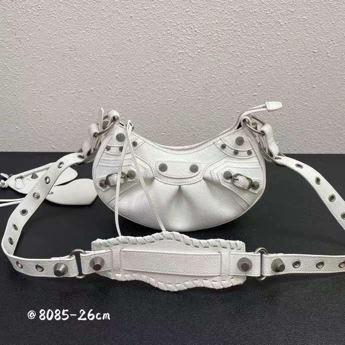 Pink Leather Crossbody Bag with Studded Details & Adjustable Strap