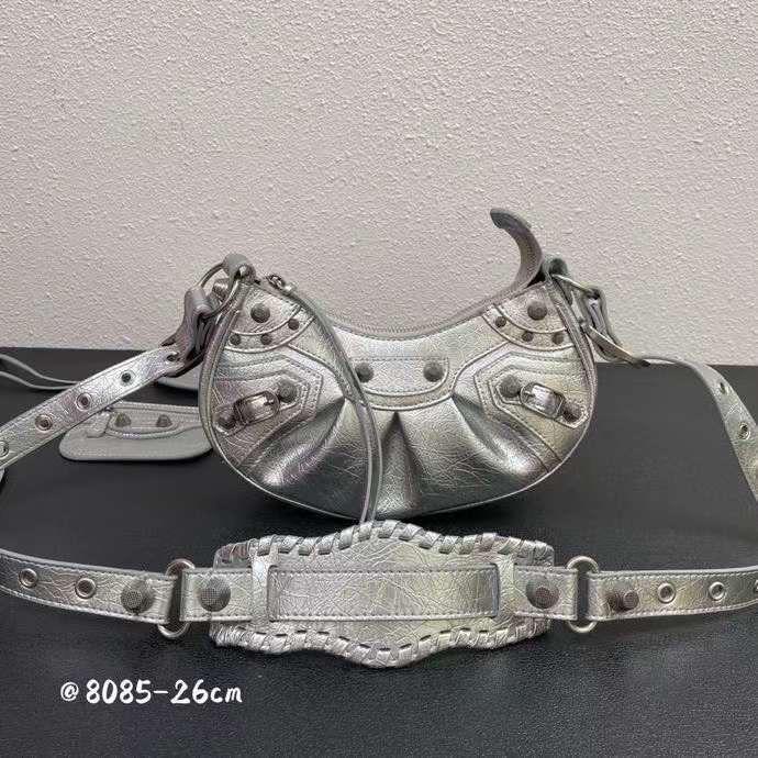 Pink Leather Crossbody Bag with Studded Details & Adjustable Strap