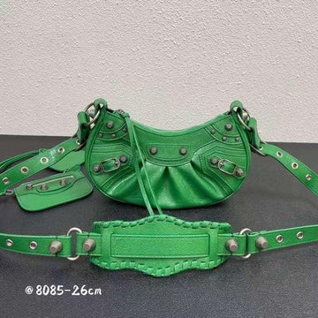 Pink Leather Crossbody Bag with Studded Details & Adjustable Strap