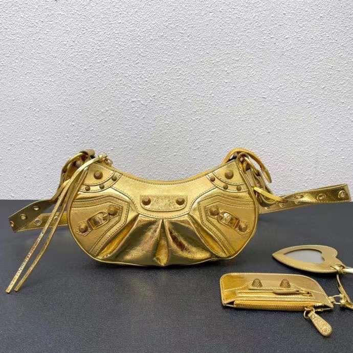 Pink Leather Crossbody Bag with Studded Details & Adjustable Strap