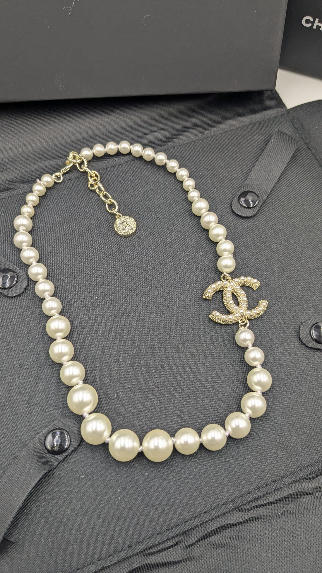 Chanel Pearl Drop Earrings with Signature CC Logo