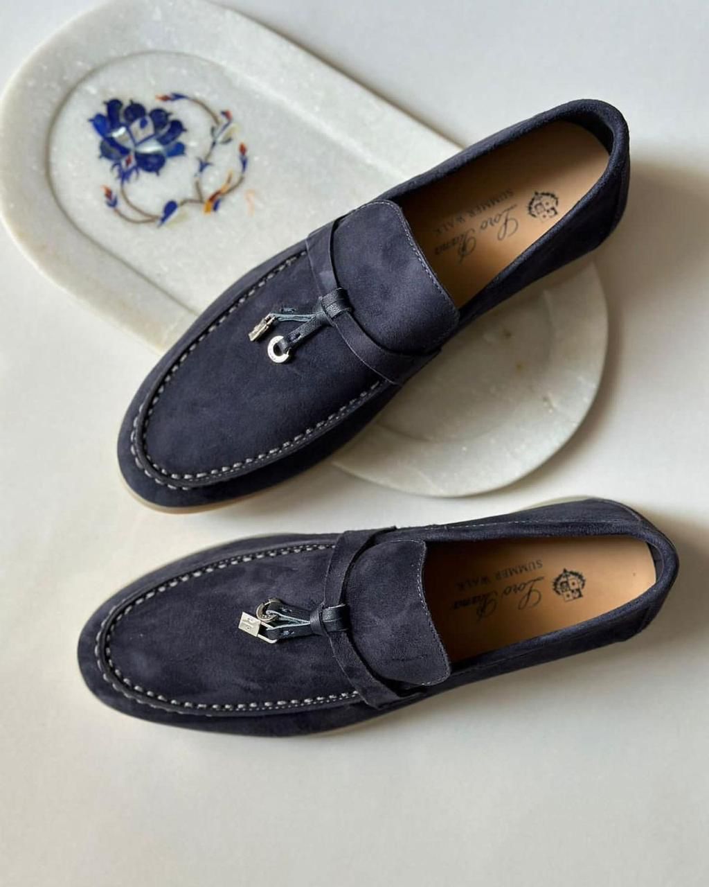 Elegant Dark Suede Loafers with Zip Detail