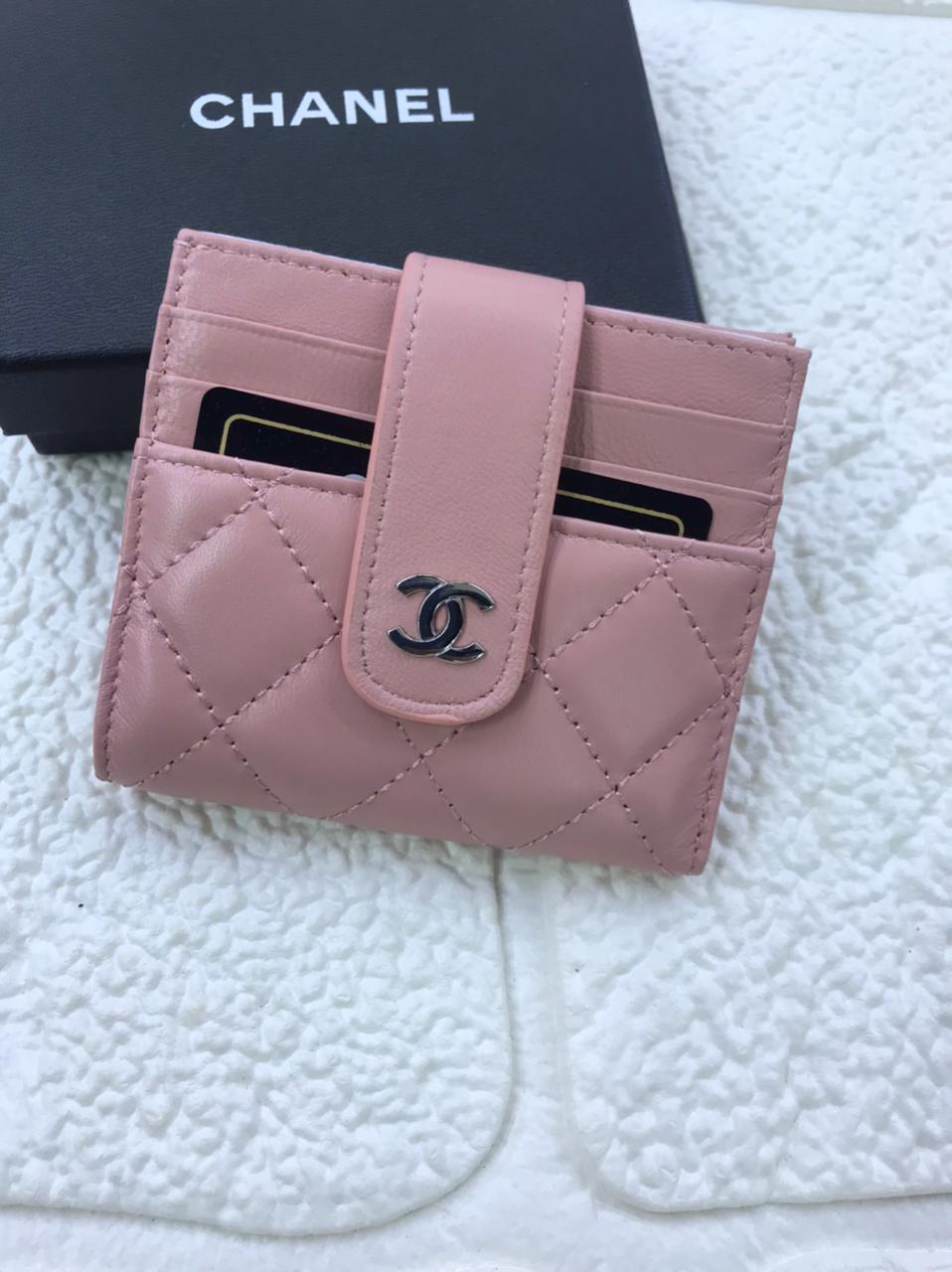 Chanel Quilted Pink Leather Wallet with CC Logo