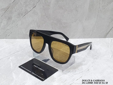 Dolce & Gabbana DG 4398B Black Flat-Top Sunglasses with Yellow Lenses