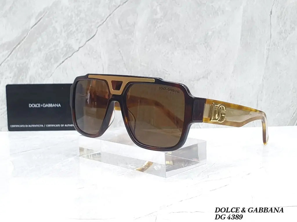 Dolce & Gabbana DG 4398B Black Flat-Top Sunglasses with Yellow Lenses