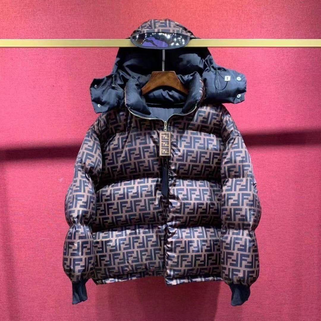 Fendi Monogrammed Puffer Jacket with Detachable Hood