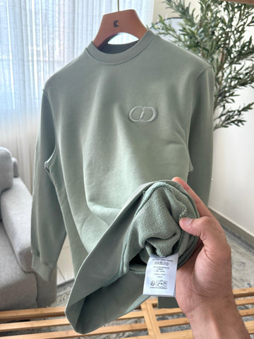 Dior CD Icon Embroidered Sweatshirt - Sage Green Cotton